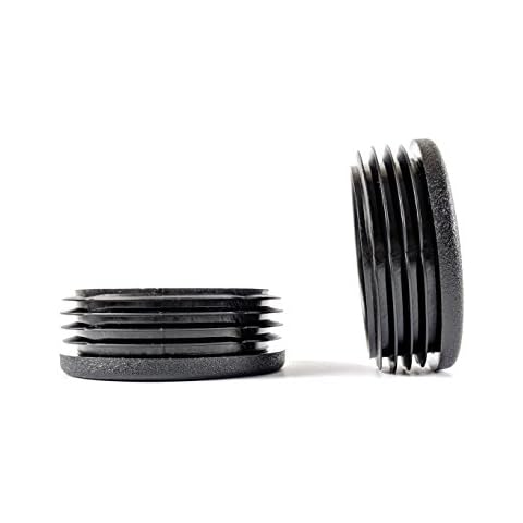 55mm Diameter Round Ribbed Black Plastic Insert Plugs end caps Made in Germany (Pack of 4, See Second Image for Dimensions) Cover