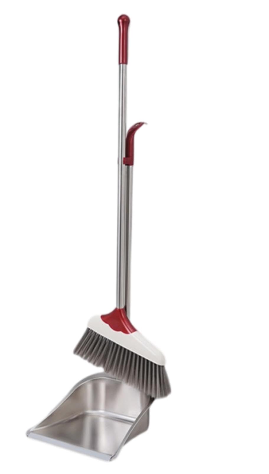 NIBHZ Juego de Recogedor y Escoba de Pie, Escoba de Mango Largo con Recogedor, para Barrido Ergonómico en Interiores y Oficinas en Casa