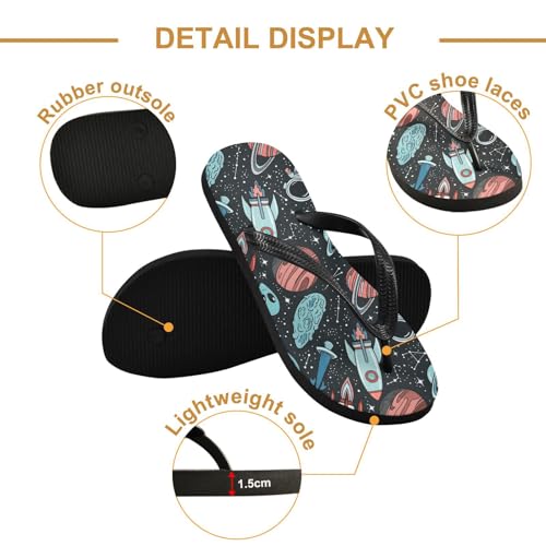 Women Beach Summer Casual Flip Flop Space Rocket PlanetQuick Dry Sandals Slipper for Men 202c16012