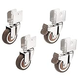 G-clever 4 X 50mm U-Shaped Rubber Casters（Splint）/ Heavy Duty Braked Swivel Castor Wheel Trolley Furniture Caster/Crib Casters