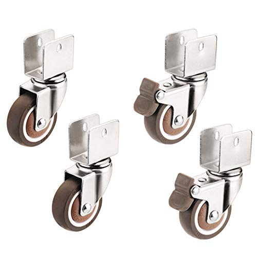 G-clever 4 X 50mm U-Shaped Rubber Casters（Splint）/ Heavy Duty Braked Swivel Castor Wheel Trolley Furniture Caster/Crib Casters