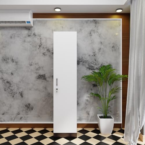 Image of VIKI Wardrobe | Wooden Almirah for Clothes,Door for Bedroom, 1 Door Wardrobe with Doors (Dark Wenge, Frosty White - 40D x 40W x 180H) | 1 Year Warranty | DIY