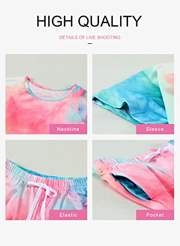 Image of Diukia Girls Short Outfit Sets Summer Cute T-Shirt and Shorts Set with Side Pockets 2 Piece 4-13 Years