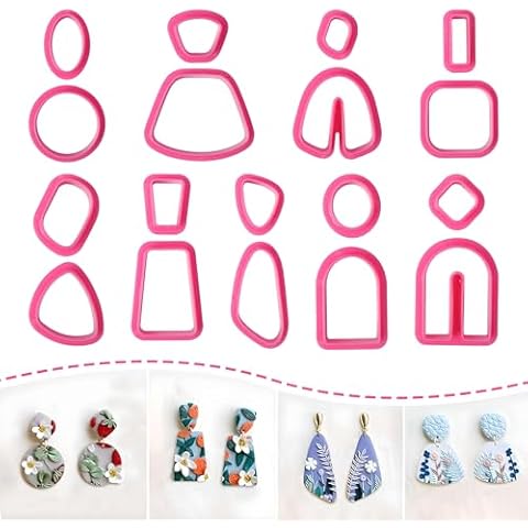 18 pcs Polymer Clay Cutters, Clay Cutters for Polymer Clay Jewelry, Basic Polymer Clay Cutters, Clay Earrings Cutters，Comfortable Earring Cutter，Christmas Tools 3D Printer Spring mom cortadores Cover