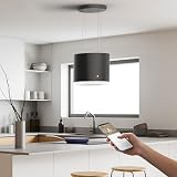 Ciarra CBCB4838 A+ okap wyspowy, wolnowiszący, 550 m³/h, z aplikacją Smart Wi-Fi, 4-stopniowy Booster, okap kuchenny, wyspa, żyrandol, wyspa kuchenna, kolor czarny