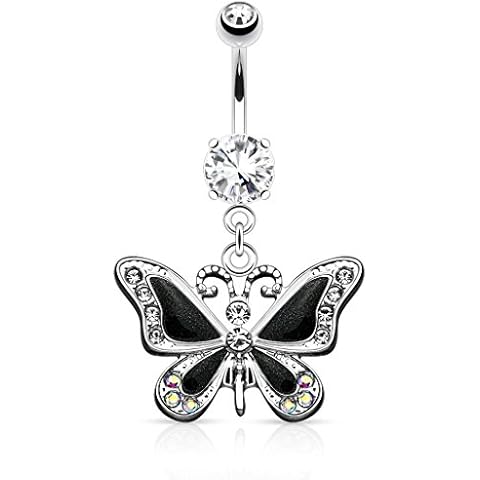 Pierced Owl Butterfly Belly Button Ring Cover