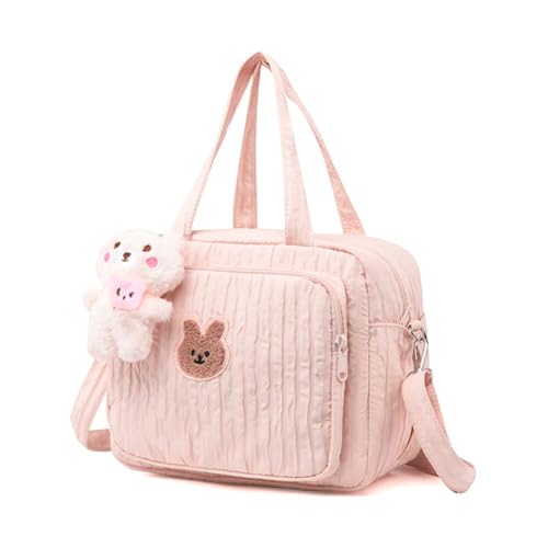 hibear Baby Diaper Bag,Small Diaper Bag Tote Crossbody Diaper Bag Cute Quilted Diaper Bag Baby Travel Shoulder Bag with Strap (Pink)