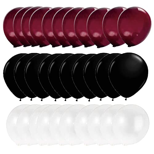 Image of Graduation Decorations Maroon Black 2026 /Burgundy Black Graduation Party Decorations /30Pcs Burgundy White Balloons /Maroon Party Decor Birthday Wedding (Pack of 3)