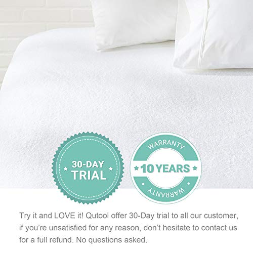 Queen Size Cooling Waterproof Mattress Protector Bamboo Mattress Protector - Hypoallergenic Mattress Pad Cover Fitted 8"-21" Deep Pocket - Bed Mattress Cover Breathable, Noiseless, Vinyl Free