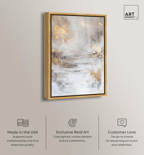 Art Remedy Burnished Patina Canvas Gemstone Abstract Art, Gold Frame, 30" x 45" by Art Remedy - Image 2