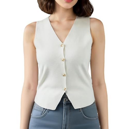 Paixpays Sweater Vest Women Business Casual Tops Crochet Tops For