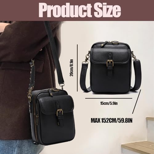 Collaboraten1 Crossbody Leather Bag, Urvashi - Luma Urvashi Retro Double-Layer Large Capacity Mini Crossbody Bags4