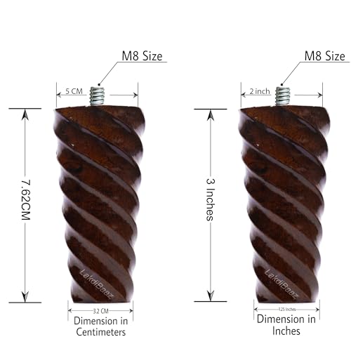 Image of Luxury Wooden Sofa Leg Furniture Sofa Chair Legs Walnut - 3 Inch - 4Pcs (SF7W)