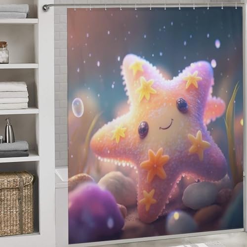 Rideau de douche imperméable Starpoisson en polyester pour éviter l'eau au sol - 2