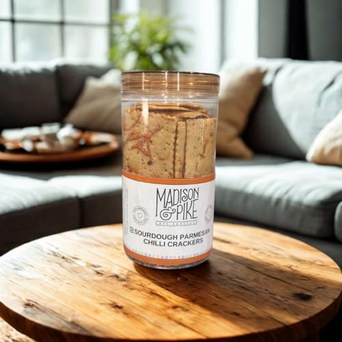 Image of Madison & Pike Sourdough Parmesan Chilli Crackers 180 gm | Bold, Cheesy & Spicy with Every Crunch | Probiotic Crackers (1)