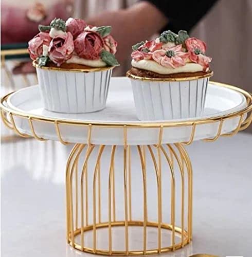 Image of Metal Round Cupcake Stand White and Gold Multipurpose Serving Stand Perfect for Weeding, Birthday Party