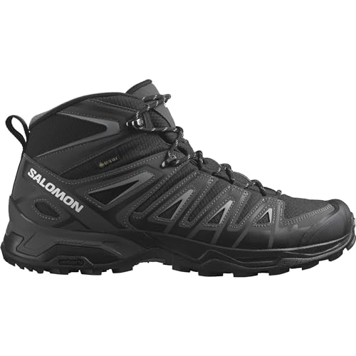 Salomon Men's X Ultra Pioneer Mid Gore-tex Hiking Shoe, Black Magnet Monument, 12