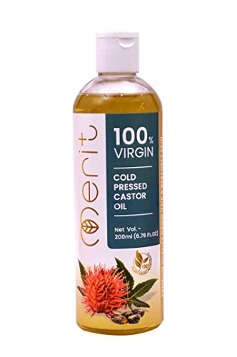 Image of Merit VCO Extra Virgin Coconut Oil 500 ML and Merit Plus Castor Oil 200 ML | Organic Cold Pressed Oils for Hair, Skin, and Cooking