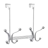 InterDesign York Lyra Over the Door Organizer Hooks for Coats, Hats, Robes, Towels - 8 Hook, Chrome