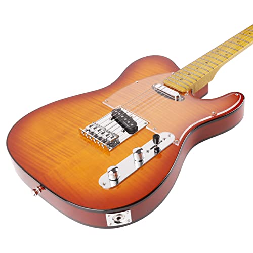 Leo Jaymz Resonancex Pro Electric Guitar With Flame Maple Top - High Gloss Mahogany Body And Hard Maple Neck - High Transparent Acrylic Pickguard - Highly Output Alnico V Pickups #TOP5