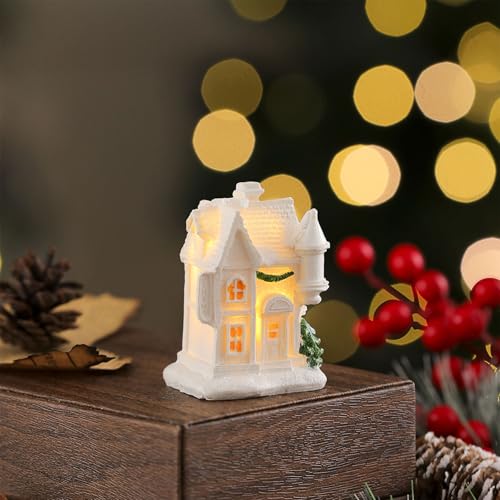 ASHLUYAK Maisons De Noël en Résine À LED Village en Résine avec Lueur LED Chaude pour Affichage Table Et Maisons Lumineuses Vacances – vue 3
