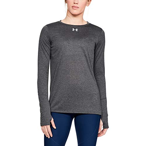 Under Armour Women's Locker Tee Long sleeve, Carbon Heather (090)/Metallic Silver, Large