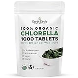 Organic Chlorella Tablets 1,000 Count | High Potency Superfood | Chlorophyll Pills from 100% Pure Green Algae | Broken Cell Wall for Max Absorption | Vegan, Kosher, Non-GMO | 4 Tabs per Day (1-Pack)
