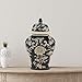 Ceramic Temple Urn with Black Lotus by OneWorld Memorials