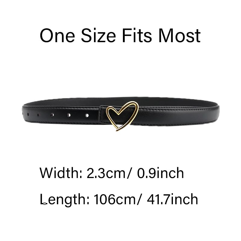 COTIM COYIN Women's Love Heart Buckle Adjustable Thin Leather Belt Skinny Waist Belts for Jeans Dress Pants2