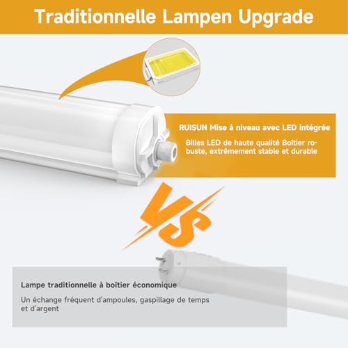 Néon LED 120CM étanche IP65 lot de 4 réglettes interconnectables 4500LM - 3