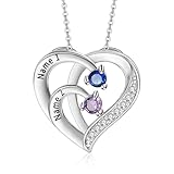 Jewelstruck Personalized Mothers Necklace with Birthstones Sterling Silver Necklace for Women Engraved Names Anniversary Birthday Gifts for Mom Wife Nana Mothers Day Gift Ideas