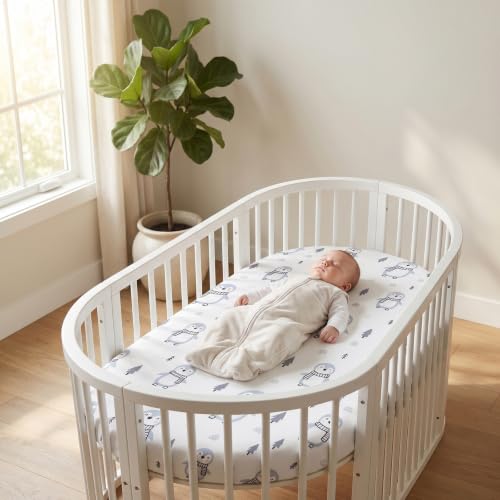 Image of Baby Bassinet Sheets for Baby Boy Girls,4-Pack Fitted Bassinet Sheets Set Compatible with Halo Bassinest Swivel Sleeper,Baby Delight,Angelbliss,32 inchX16 inch (Arctic Circle)