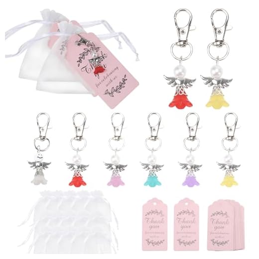 NAHUAA 30 Piezas Llavero Angel de la Guarda Comunion Regalos Angelito de la Guarda Regalos Invitados Boda Llaveros con Etiquetas Boda y Bolsas de Organza para Navidad Fiesta Comunión Confirmación