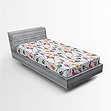 Lunarable Music Fitted Sheet, Colorful Illustration of Electro Guitar Instrument Teen Hobby Talent Concept Print, Bed Cover with All-Round Elastic Deep Pocket for Comfort, Twin Size, Black Orange