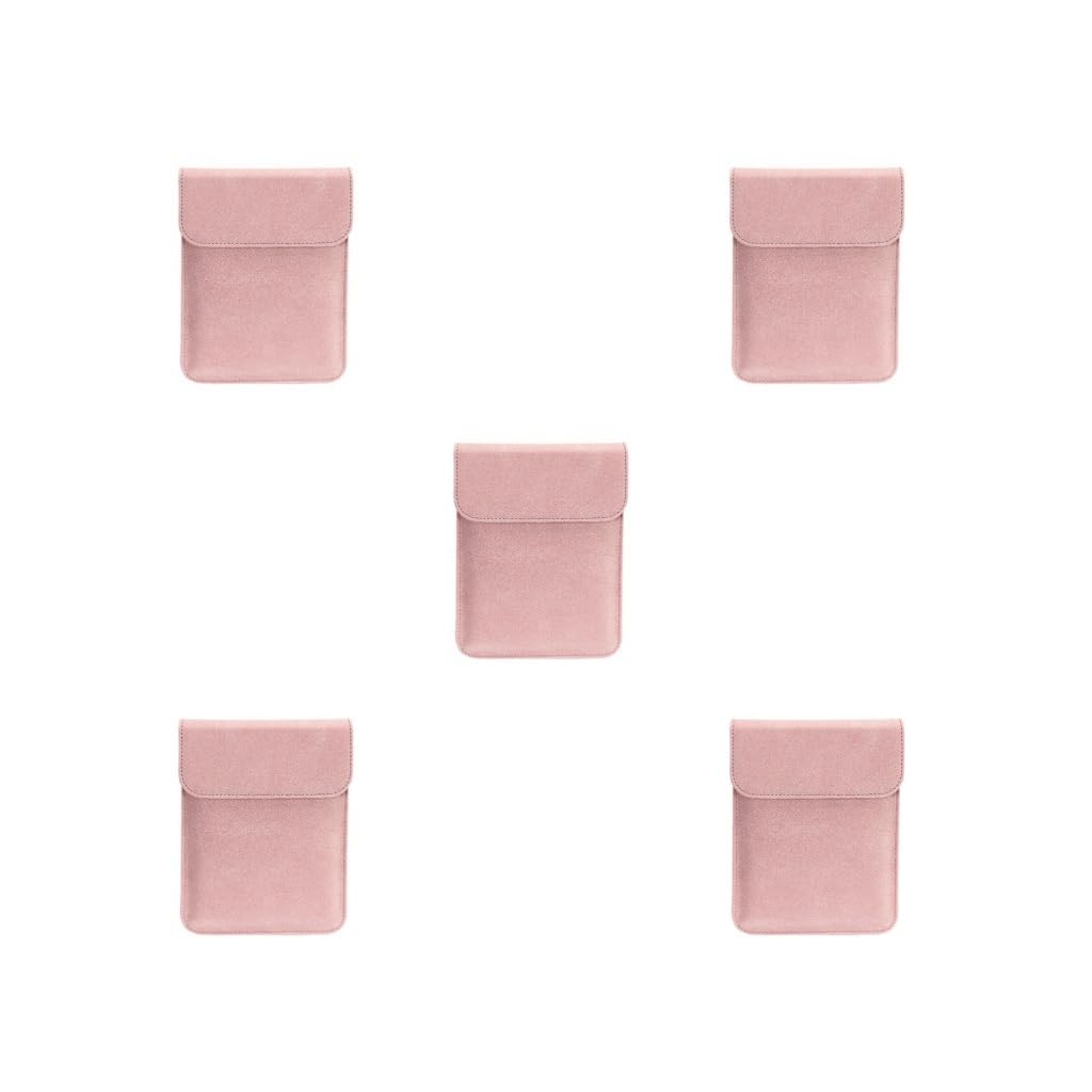 Set di 5 custodie protettive per tablet, in ecopelle, portatili, leggere, accessori rosa