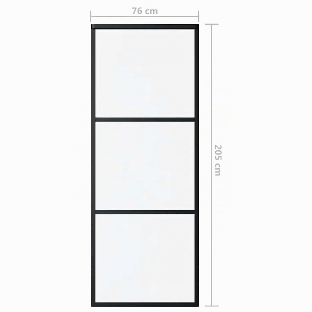 vidaXL Puerta corredera de 3 paneles ESG vidrio y aluminio negra 76x205 cm