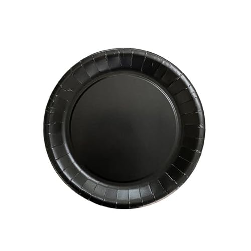 Assiette Carton Noir | Lot de 50 Assiettes Rondes 18 cm | 100 % Biodégradable et compostable | Vaisselle Jetable Economique Cover