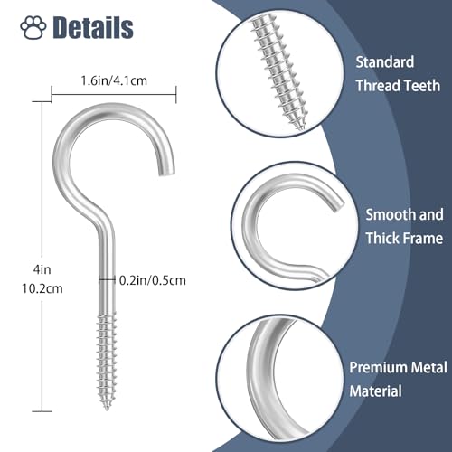 Dpyrrhic 4 Inch Large Heavy Duty Screw Hooks, 10 Pcs Ceiling Hooks for Hanging Plants Indoor and Outdoor Use