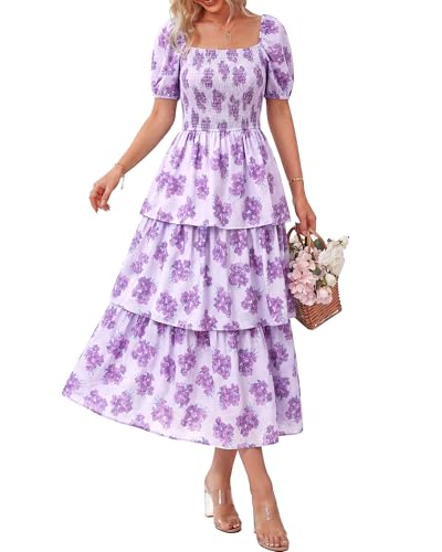 Image of BTFBM Womens Floral Smocked Summer Maxi Dresses