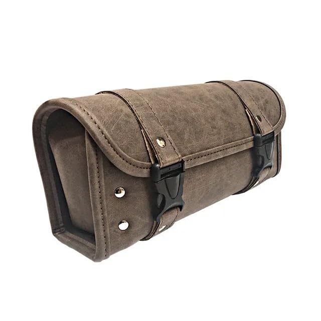 Sac à Guidon Moto En Cuir PU Imperméable Avec Serrure - Sacoche Fourche Moto Élégante Et Pratique