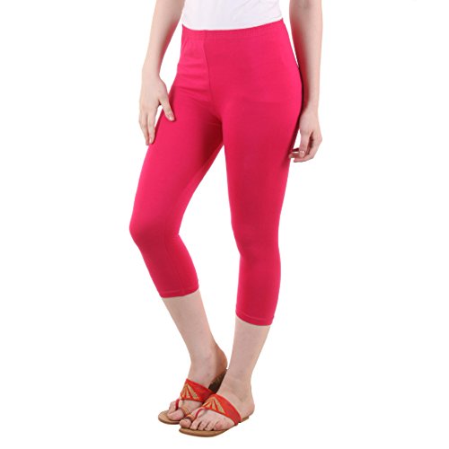 Image of DIAZ Women Cotton Stretchable Capri | Slim /Regular Fit | Breathable Yoga, Gym & Lounge Wear | High-Waist Stretchable 3 /4 Length Leggings with Wide Waistband - Pack of 1