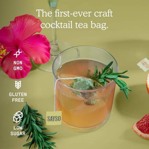 Image of SAYSO Honey Rosemary Moscow Mule Cocktail Tea Bags, 2-Pack | Low-calorie & Low Sugar | Craft Cocktails or Mocktails in 1 Min, Just Add Water + Spirits | Organic Mixers Bundle - 16 Teabags