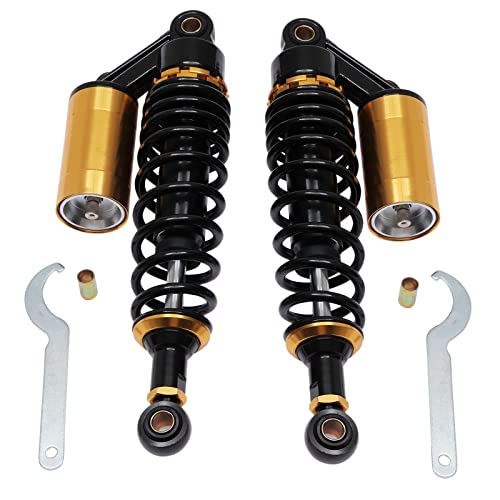 320mm Universal Motorcycle Rear Air Shock Absorbers Adjustable Rear Shock For Honda Kawasaki Suzuki Yamaha Go Kart dirt Scooters Street Sport Bike 12.6" Black Gold 2pc