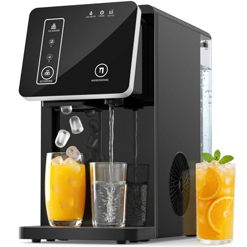 Image of Electactic Compact Bullet Ice Maker & Water Dispenser, 26lbs /24h, 6-Min, Low Water, Ice Making, and Ice Full Indicators, 3.3L Tank, 1L Bin, for Kitchen Office Party.