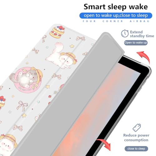 Étui iPad 5e/6e génération chaton blanc mignon à trois volets - 6