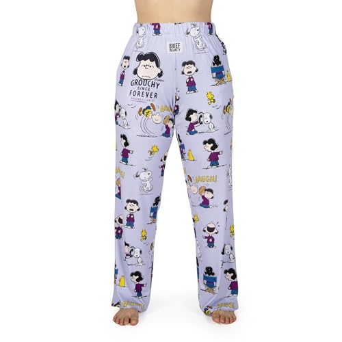 Image of BRIEF INSANITY Peanuts Character Pajama Pants for Men & Women, Soft Snoopy Pajamas with Side Pockets & Elastic Waist