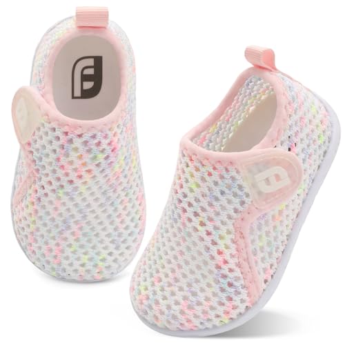 Baby Boys Girls Water Sports Shoes Barefoot Kids Aqua Beach Sandals Sneakers Beach Swim Pool Shoes Barefoot Walking Shoe Mesh ColorPinkYellow 12-18 Months Infant