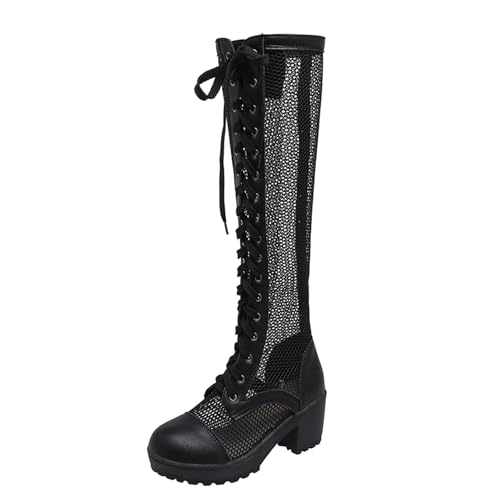 Bottes Plateforme Confort Femme Style Militaire à Lacets Hauts