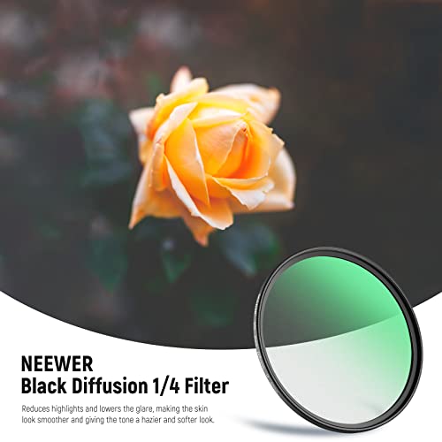 Image of NEEWER 62mm Black Diffusion 1 /4 Filter Mist Dreamy Cinematic Effect Filter Ultra Slim Water Repellent Scratch Resistant HD Optical Glass, 30 Layers Nano Coatings for Video /Vlog /Portrait Photography