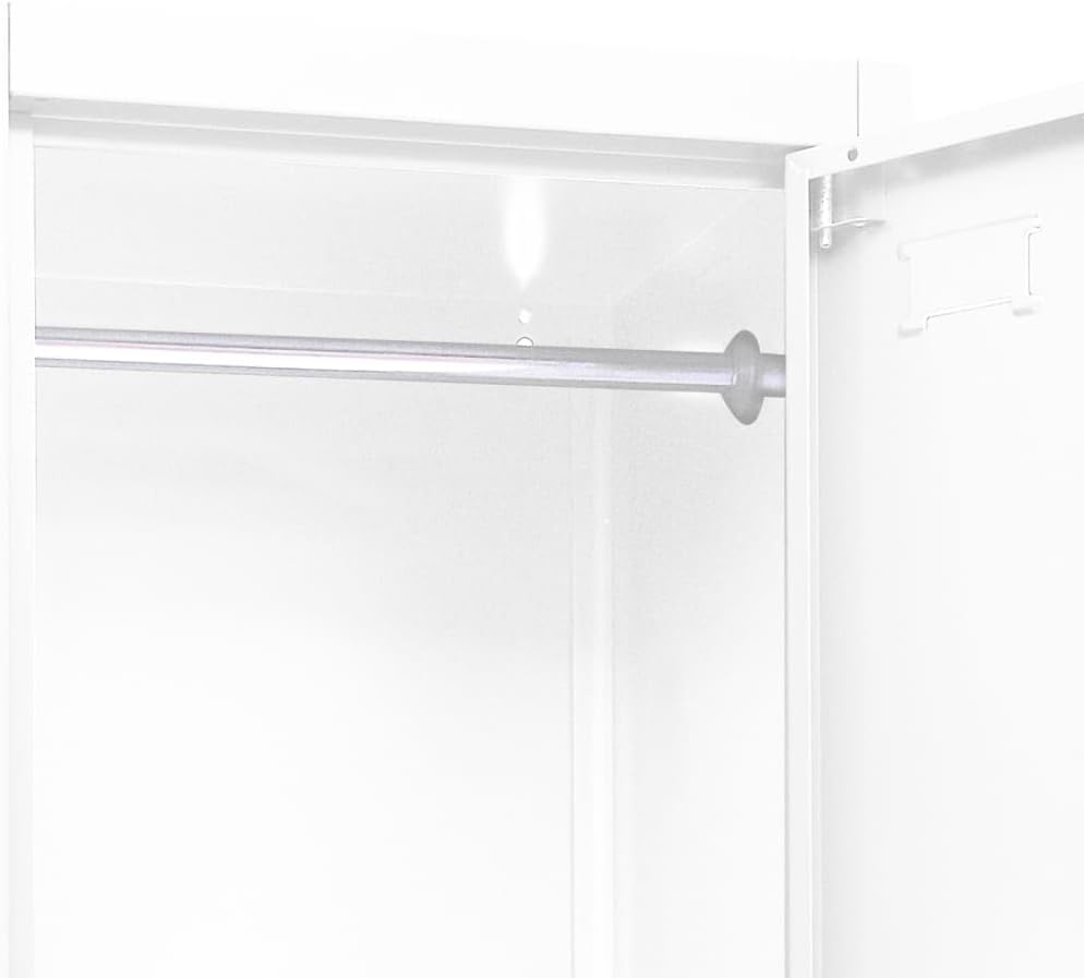 White Steel Medium Locker Cabinet with Lockable Doors and Ample Shelving for Office Storage and Home Organization, Rectangular Locker Storage Unit